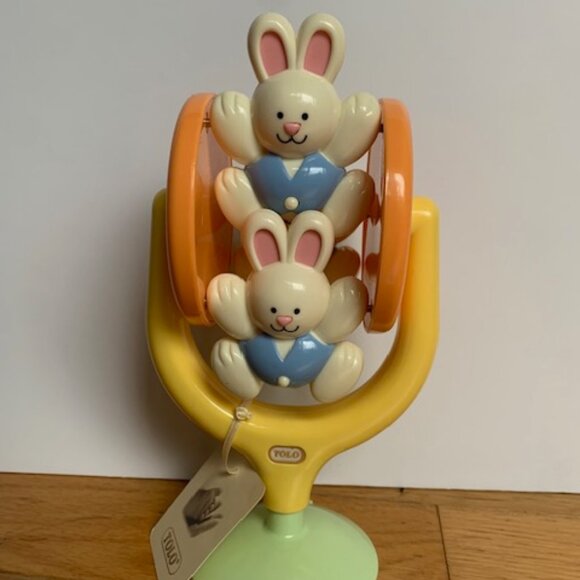 Vintage Tolo Bunny Ferris Wheel Baby Toy | Spinning Suction Cup Toy - Picture 1 of 5